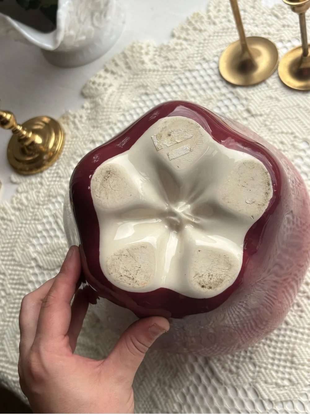 Decorative Ceramic Apple Jar - Red